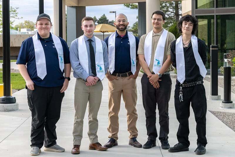 The first five Michigan graduates of the Federation for Advanced Manufacturing Education (FAME) program.