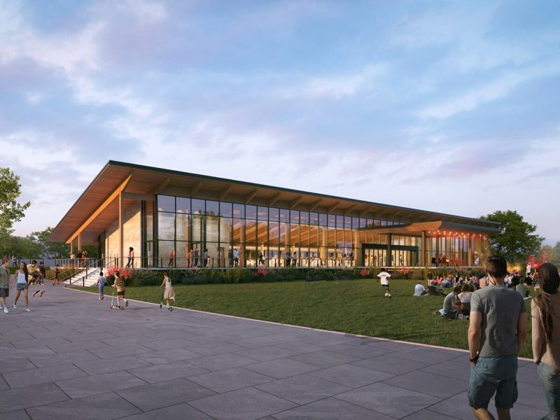 A rendering of the planned pavilion at Broadway Park West.