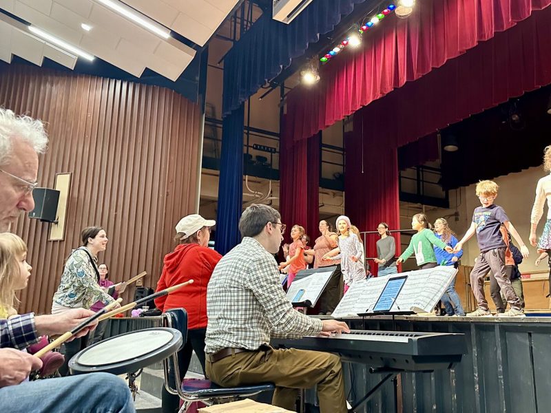 A rehearsal for the Thurston Community Players' 50th anniversary show, "The Princess and the Peagle."