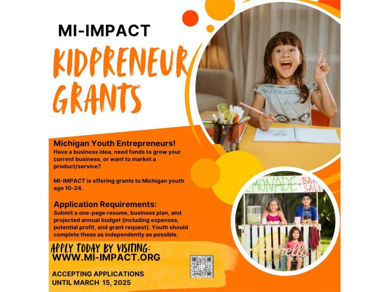 A flyer for the Kidpreneur! Grant program.