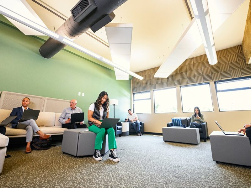 People coworking at BrightWorks' Forest Cove location.