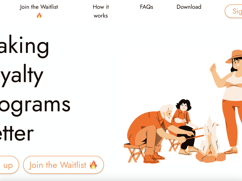 The Campfire Loyalty app website.