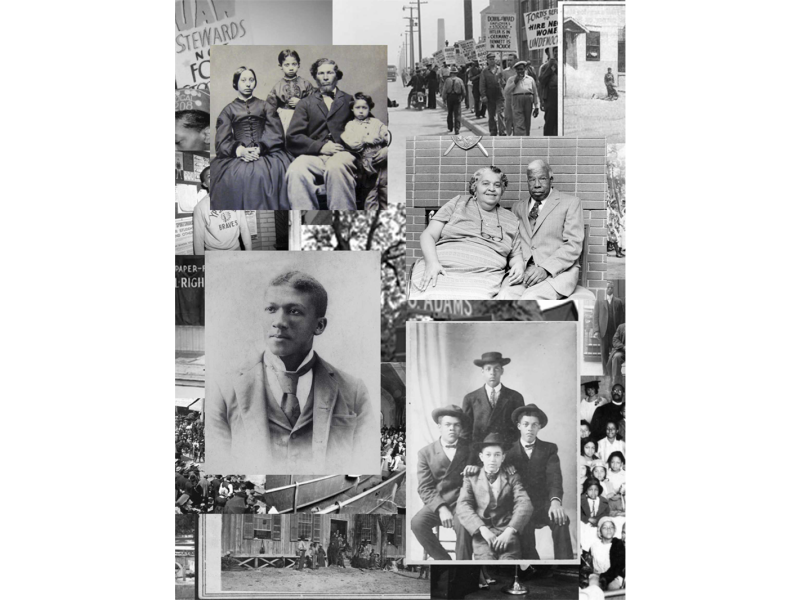 A college of photos from the "Family Foundations" exhibit.