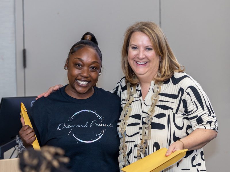 A 2023 Pitch@WCC competition contestant with WCC Entrepreneurship Center Director Michelle Julet. This year's Pitch@WCC competitors will be enrolled in WCC's Start-Up Incubator.