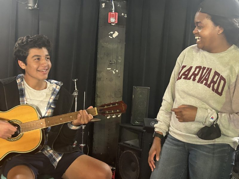 Young people making music at Neutral Zone.