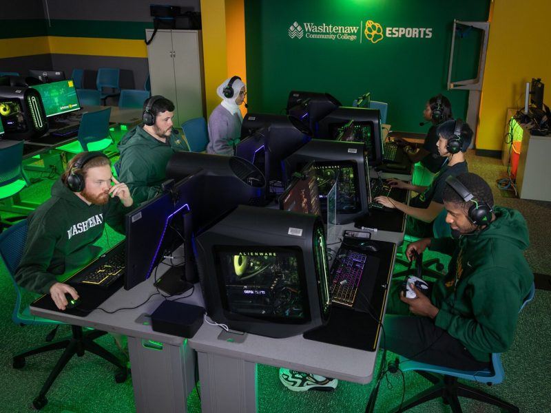 Students in WCC's esports arena.
