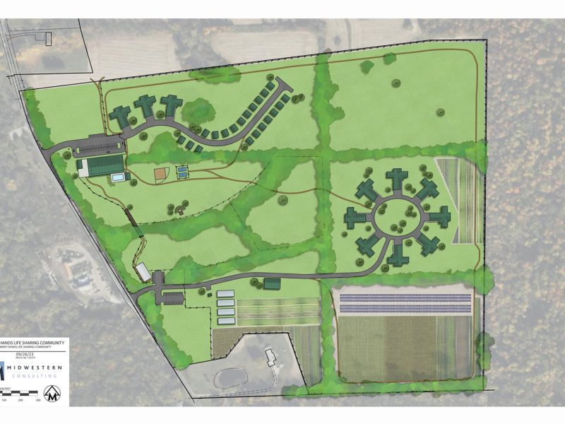 A site plan for the Many Hands Lifesharing Community.