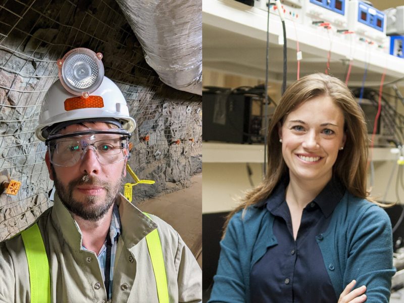 Bjoern Penning (left), U-M professor of physics, is the principal investigator of the RENEW grant. Brianna Mount (right), associate professor of physics at Black Hills State University, is working with Penning to implement the grant.