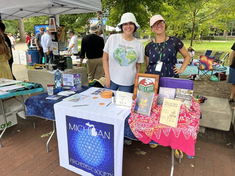 A table for the Michigan Psychedelic Society at Entheofest 2022.