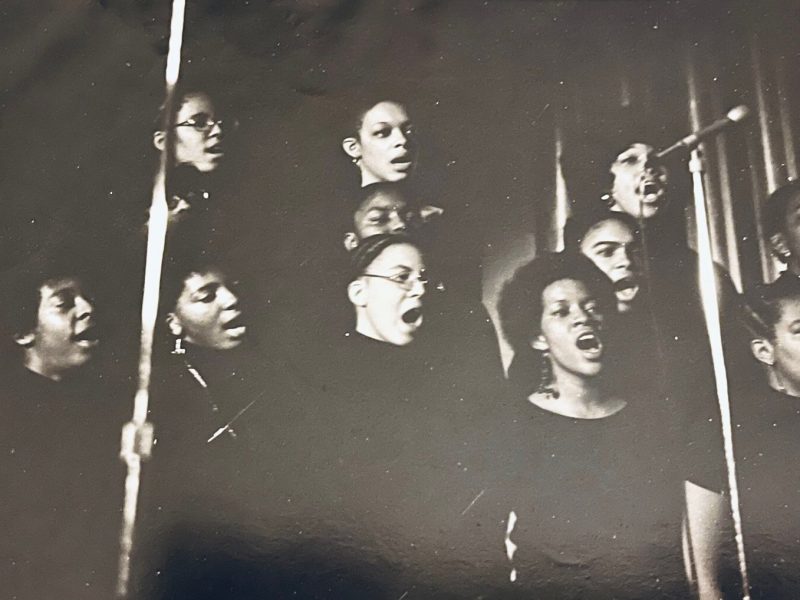An archival photo of EMU's original gospel choir, 50 years ago.
