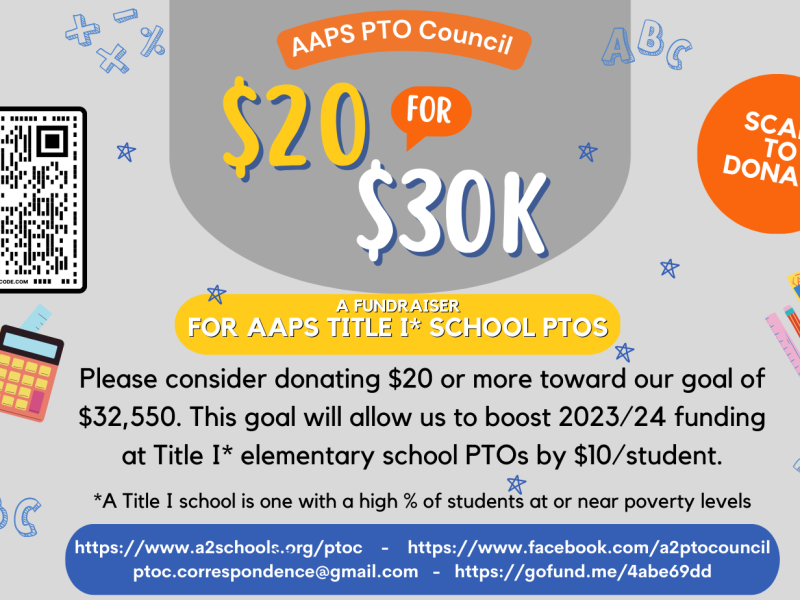 A promotional image for the Ann Arbor PTO Council's fundraiser.
