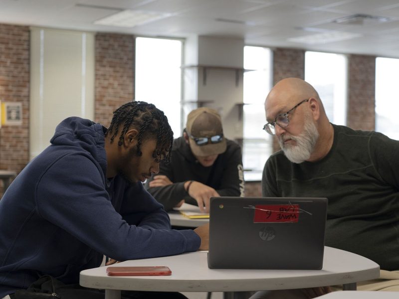 Students and a teacher in the current WAVE high school program.