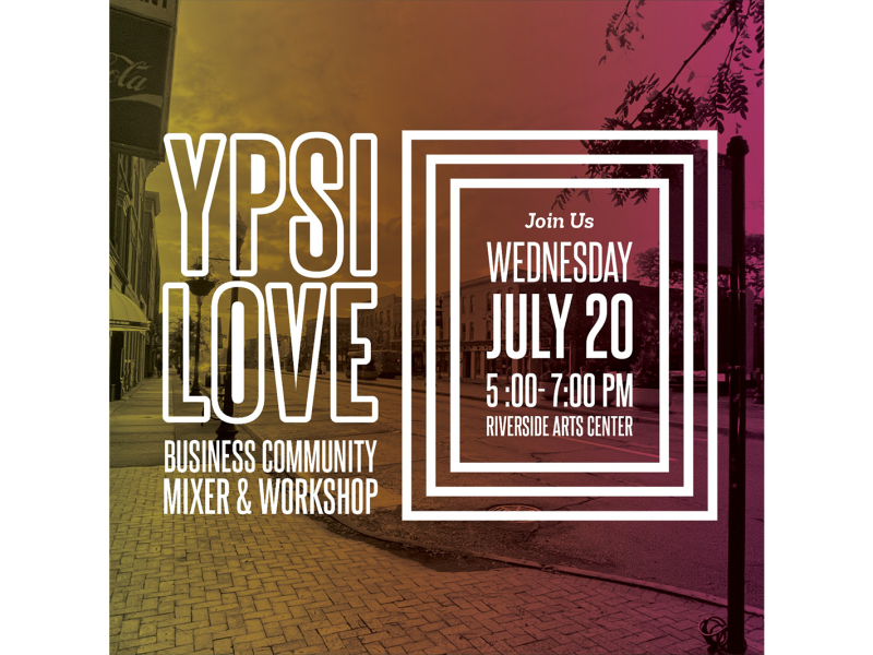 A flyer for the Downtown Association of Ypsilanti's recent Ypsi Love Mixer.