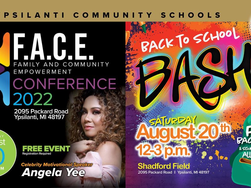 A flyer for the FACE conference and Back to School Bash.
