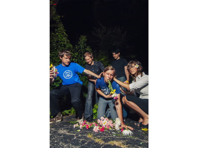 Doug Coombe describes this photo shoot with Ann Arbor band Saturday Looks Good to Me as one of his favorites. Frontman Fred Thomas suggested the idea of appearing to vomit flowers.