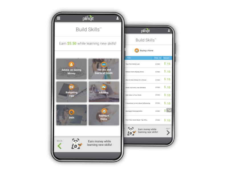 Screenshots of the Plinqit app.