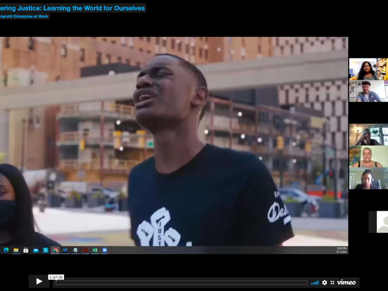 A screenshot from a recent "Centering Justice" session.