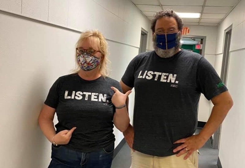 WEMU hosts Lisa Barry and Michael Jewett.