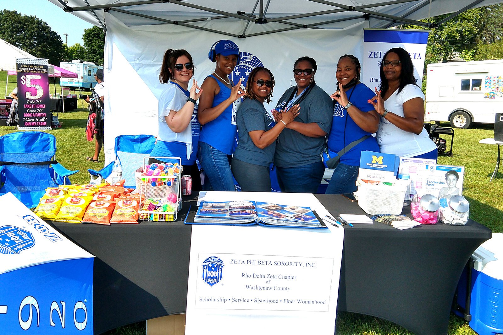 Zeta Phi Beta Sorority hosted a table at Parkridge SummerFest. Pictured are Alyshia Dyer, Crystal Campbell, Jeanice Townsend, Cherelle Barksdale, Meshia Terrell, and Nora Tucker.