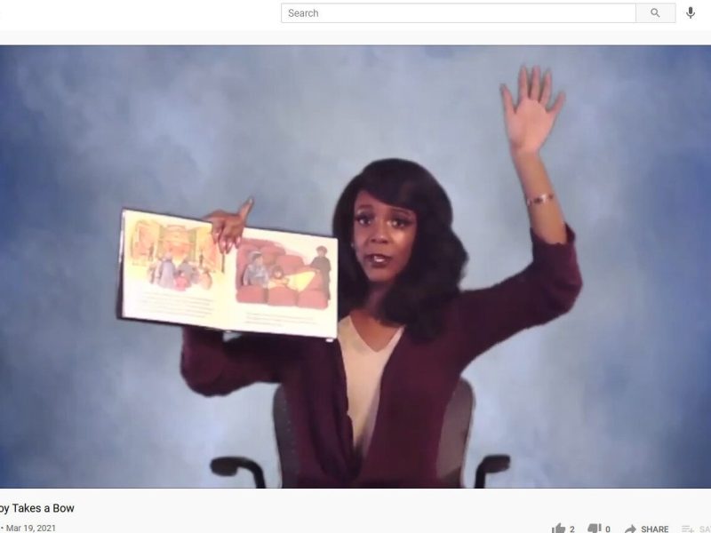 EMU student Kayla Nelson reads "Corduroy Takes a Bow" for the Storybook Series.