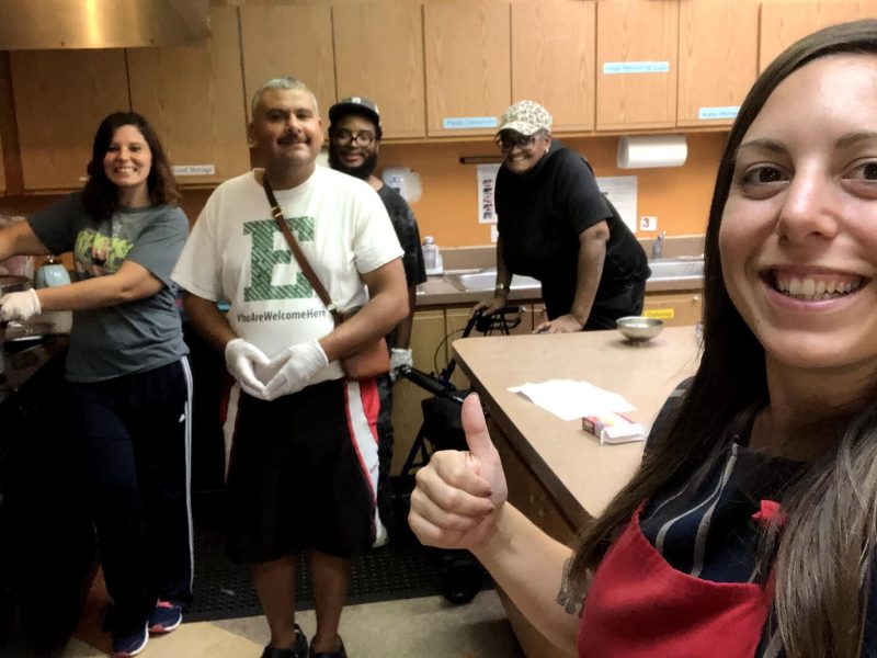 Fresh Start Clubhouse members and staff cook jam together.