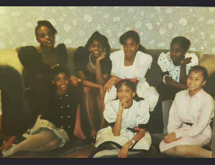 "Just a Kid From Ypsi" panelists Erica Roberson-Peters (top left), Reagan Sidney (top row, left of center), and Taryn Willis (bottom left) as children.