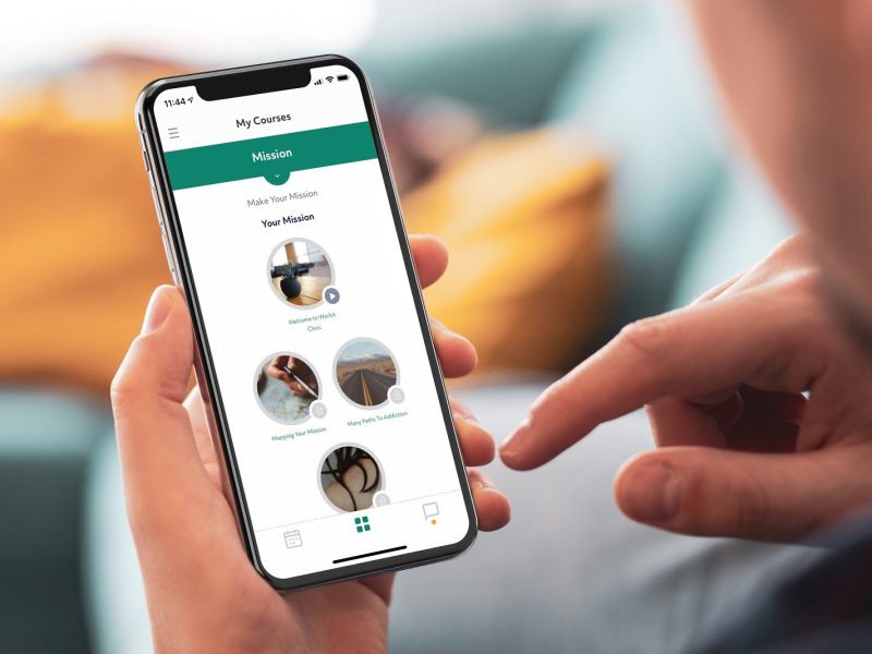 A person uses Workit Health's mobile addiction treatment platform.