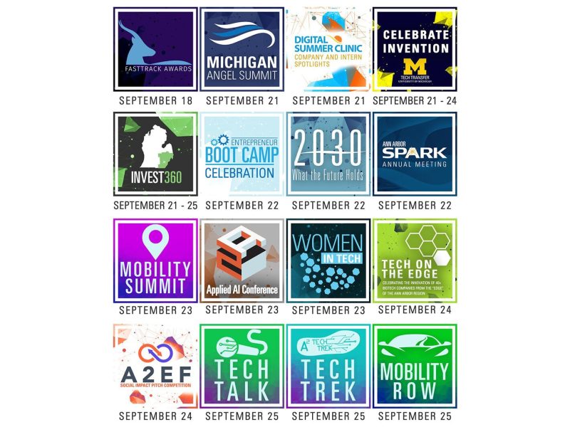 A graphic showing A2Tech360's 2020 events.