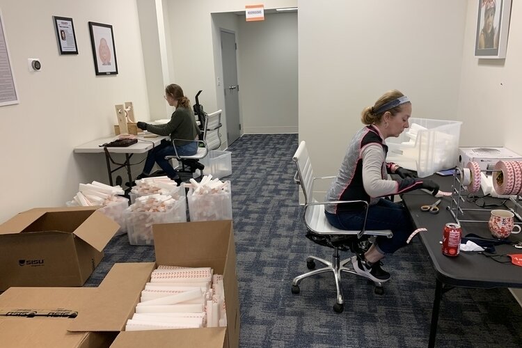 Akervall Technologies employees have been working to source necessary materials to create medical face shields.