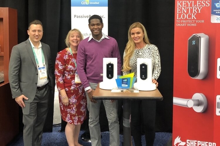 Thomas Lipscomb, PassiveBolt's VP of sales; Colleen Robar, publicist; Kabir Maiga, founder; and Sheena Monnin, director of marketing.