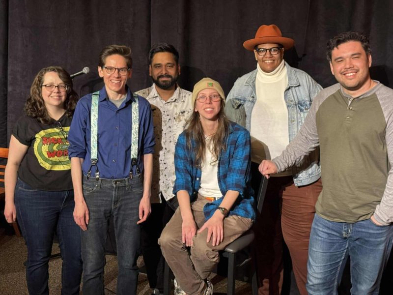 Performers at the first Turtle Cat Comedy show, with organizers Kassandra Frost and Finn St. John at far left.