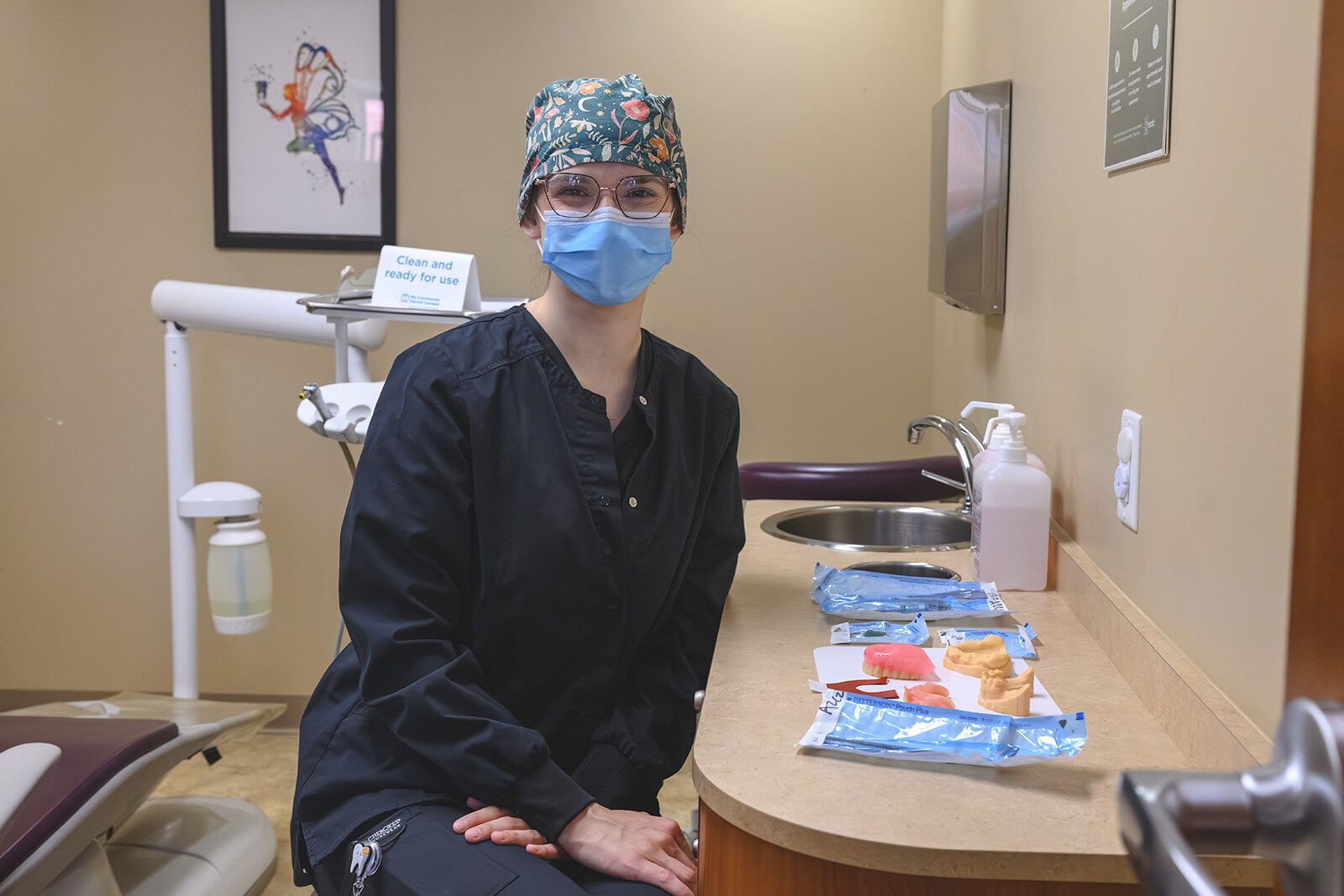 Dental Assistant Shelby Spaulding at the Trinity Health Haab Health building's dental clinic.