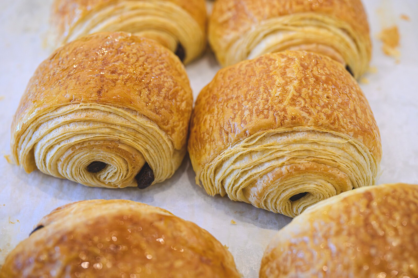 Chocolate Croissants at B-Cubed Bakery.