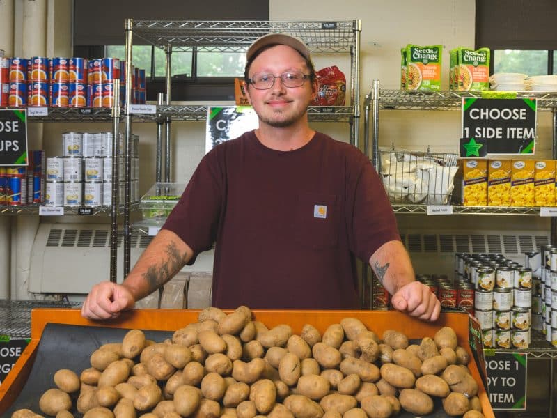 Colton Ray at Eastern Michigan University's Swoop's Food Pantry.