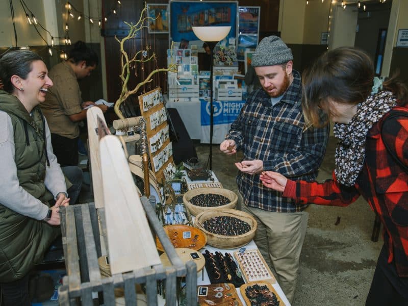 Vendors and guests at the 2024 Riverside Arts Center Holiday Art Fair.