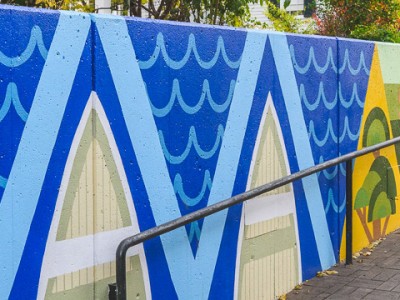 Christian Stanley's new mural at Liberty Plaza in Ann Arbor.