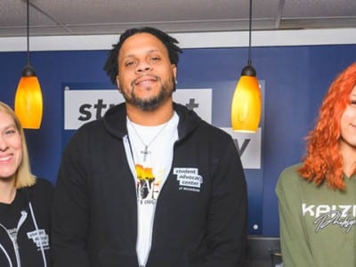 Student Advocacy Center of Michigan (SAC) Co-Executive Directors Peri Stone-Palmquist and Anell Eccleston with SAC board member Diamond Marie.