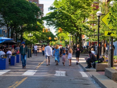 People walk in downtown Ann Arbor.