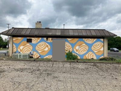 Concept art for a mural at B-Cubed Bakery in Ypsilanti Township.