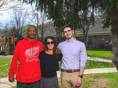 Lamar Thomas, Family Empowerment Program resident service coordinator for Hamilton Crossing; Jessica "Decky" Alexander, director of Engage@EMU; and Mark Hammond, Family Empowerment Program director, at Hamilton Crossing.