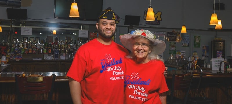 Ypsilanti Fourth of July Parade organizers Cheryl Farmer and Josh McAllister at American Legion Post 282.
