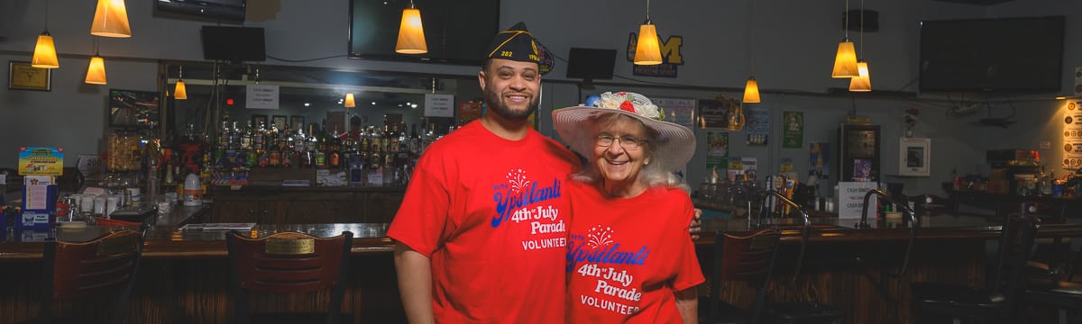 Ypsilanti Fourth of July Parade organizers Cheryl Farmer and Josh McAllister at American Legion Post 282.
