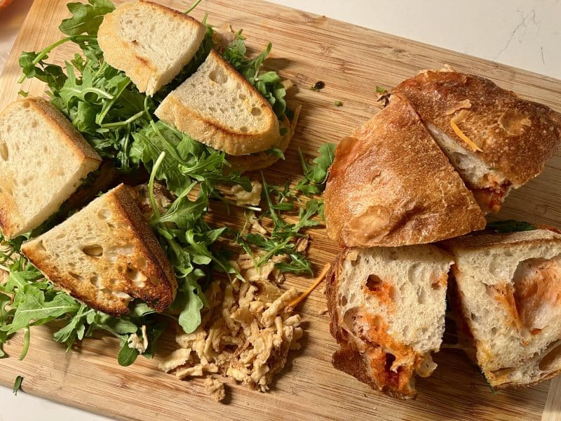 Rustic chicken and chicken parmesan sandwiches will be available at Sage's Grocery when it opens this winter in Ann Arbor.