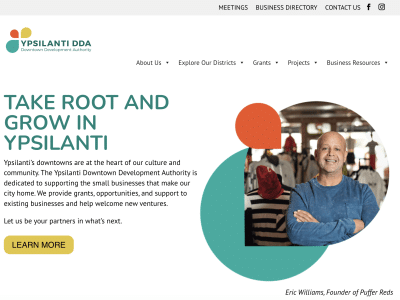 A screenshot of the Ypsilanti Downtown Development Authority's website.
