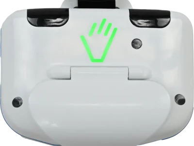 A BioVigil badge showing a green light indicating that hands have been correctly sanitized.